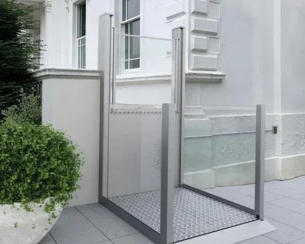 Step lift beside the steps at a front door