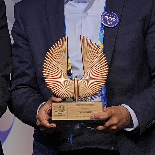 Smart Lift and Mobility Awards 2026 trophy, Excellence in Mobility Solution, Stairlift Home, Team Mobility