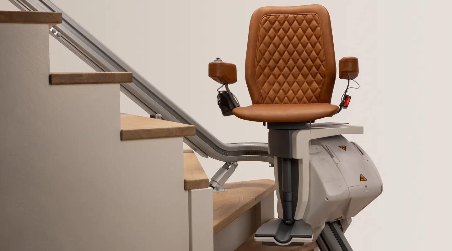 UP Apex stairlift rail on stairs that turn