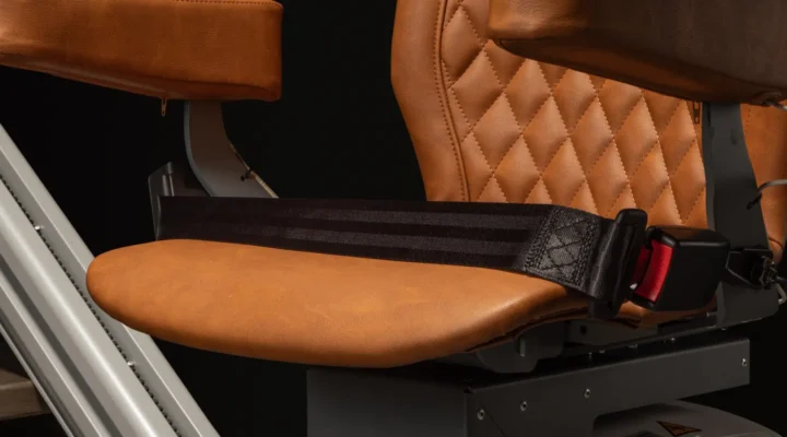 Seat belt on an UP stairlift seat