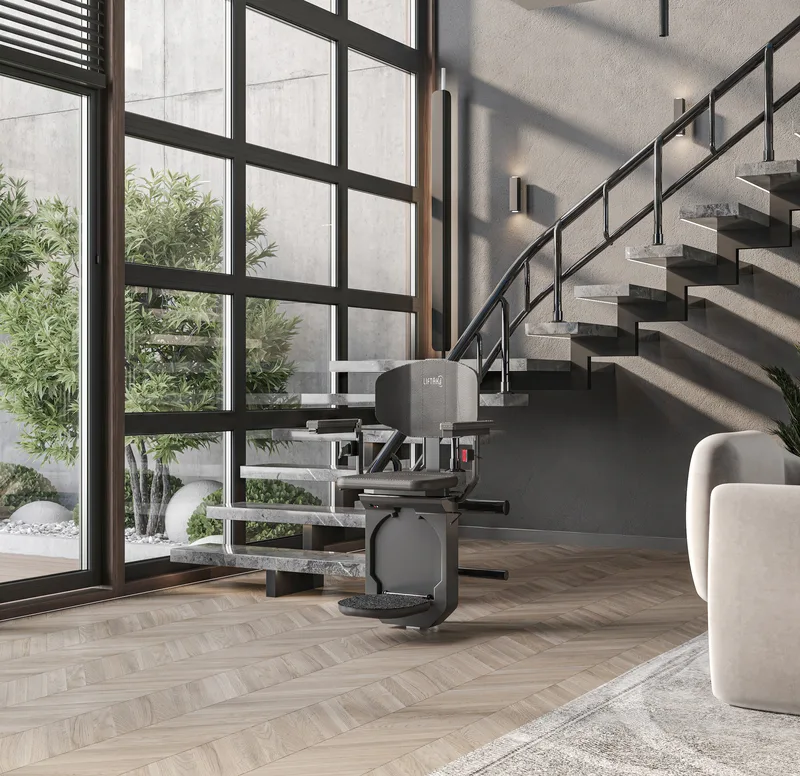 Bruno Eliva stairlift on a curved staircase
